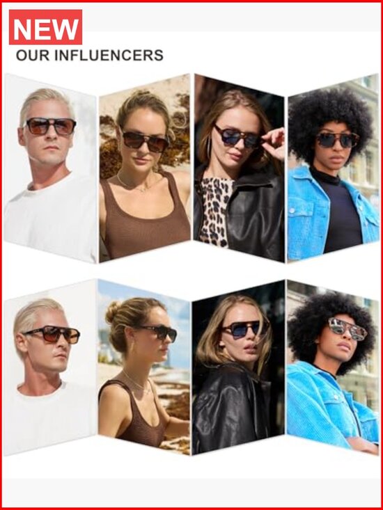 Polarized Square Aviator Sunglasses for Men Women Trendy Retro Shades